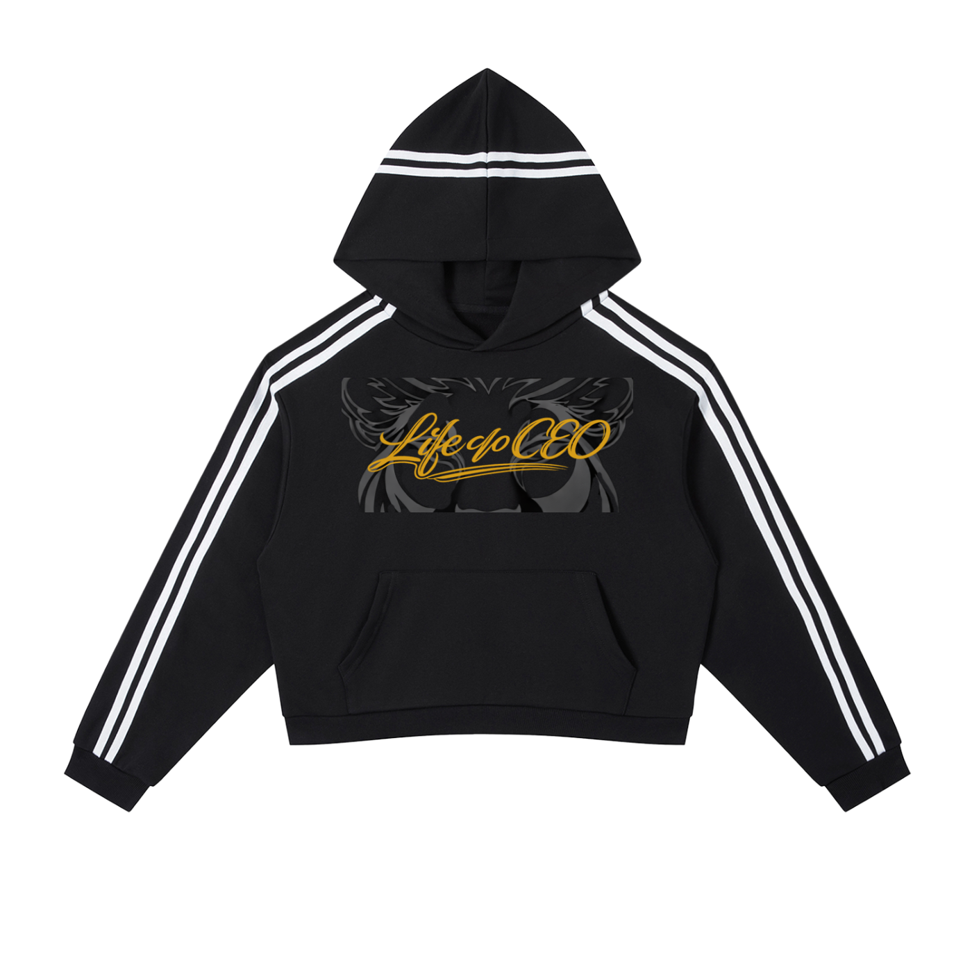 life of a ceo,mesu,lioness,contrast,stripe,women,hoodie,cropped,crown,queen