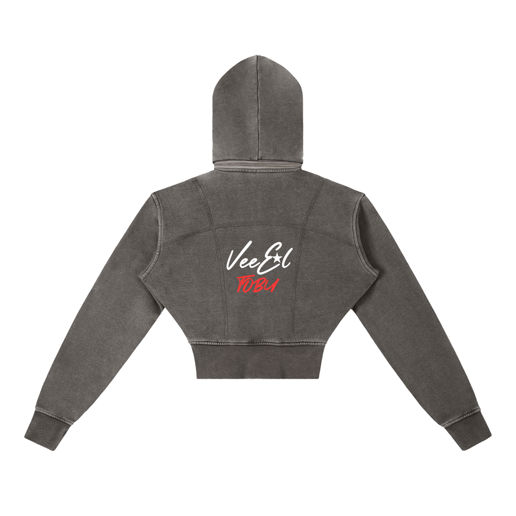 vl,tobu,cropped,fleece,stitch,hoodie,steller's,red,vintage,wash