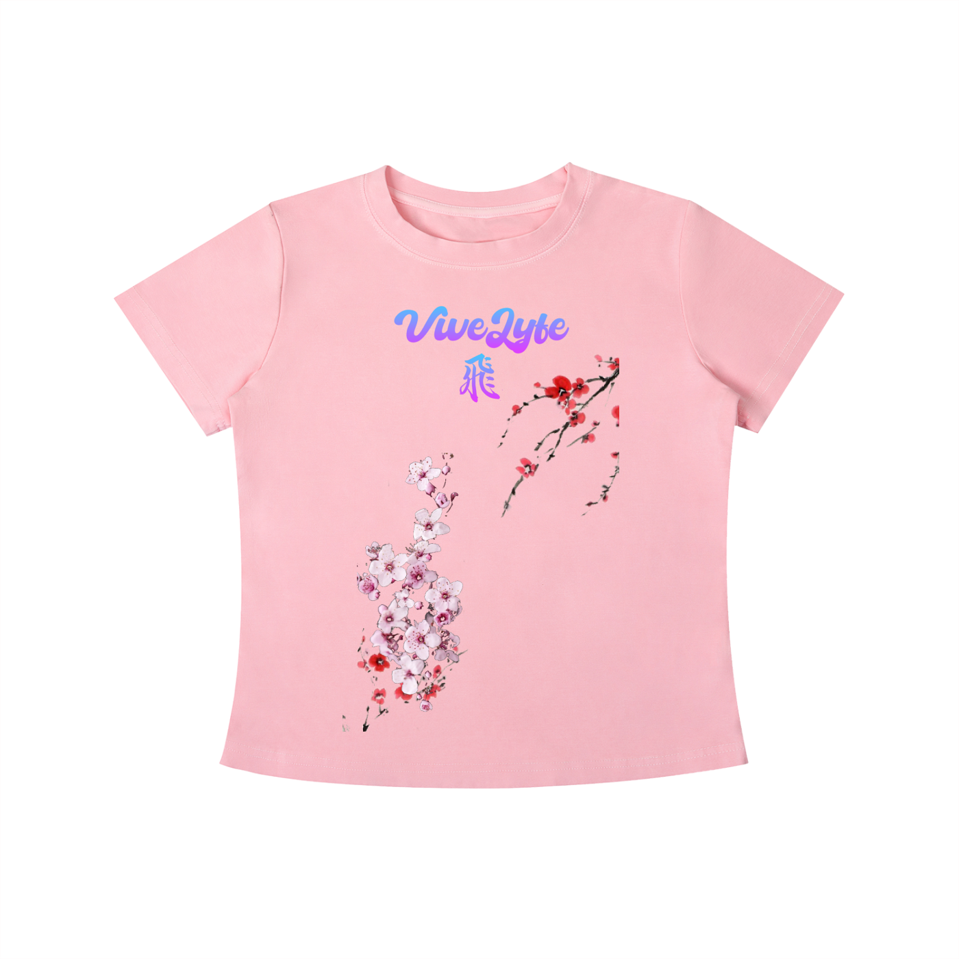 vintage ,wash,vive lyfe ,tee,blossoms,flowers,womens