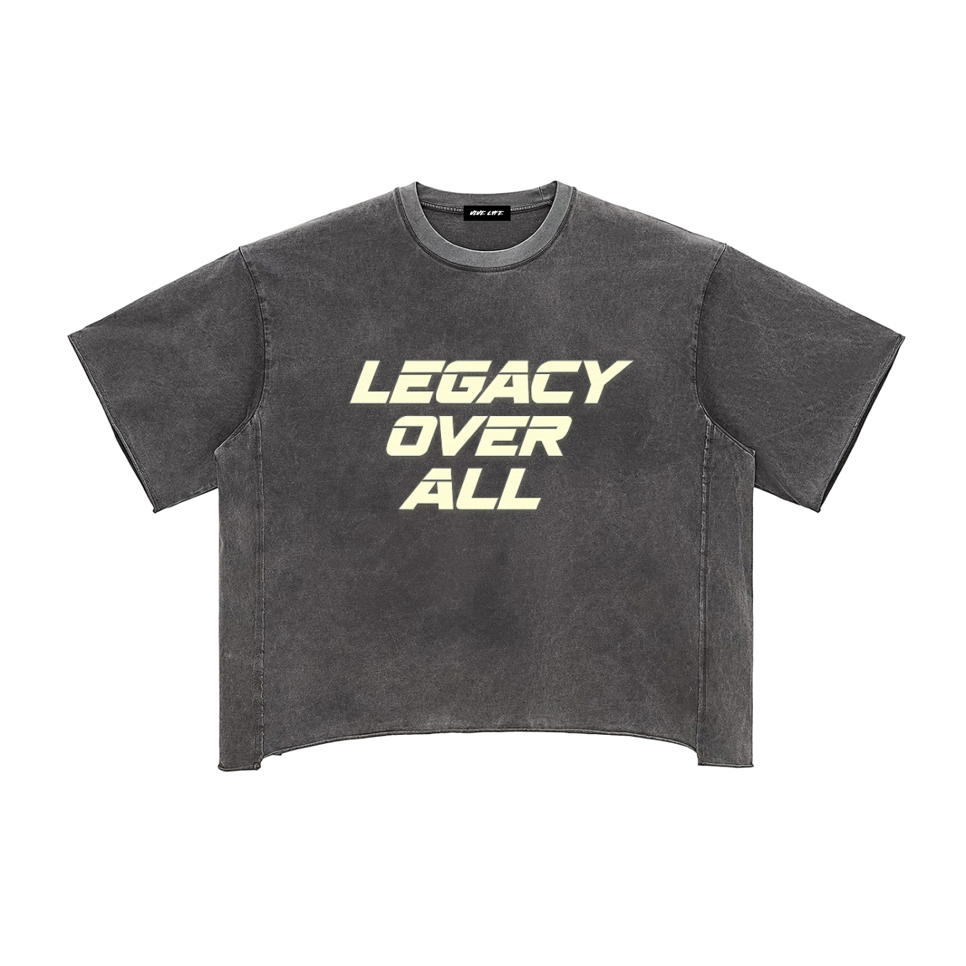vive lyfe,legacy,overall,raw edge,snow wash,boxy,t-shirt,unisex,oversize,fade