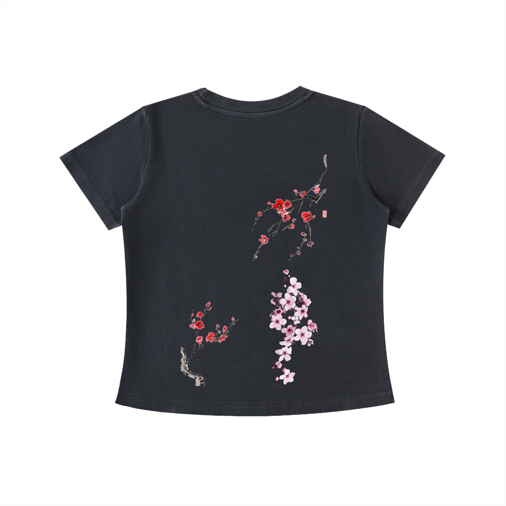 vive,lyfe,vintage,wash,blossoms,slim fit,t-shirt ,womens,flower,tee