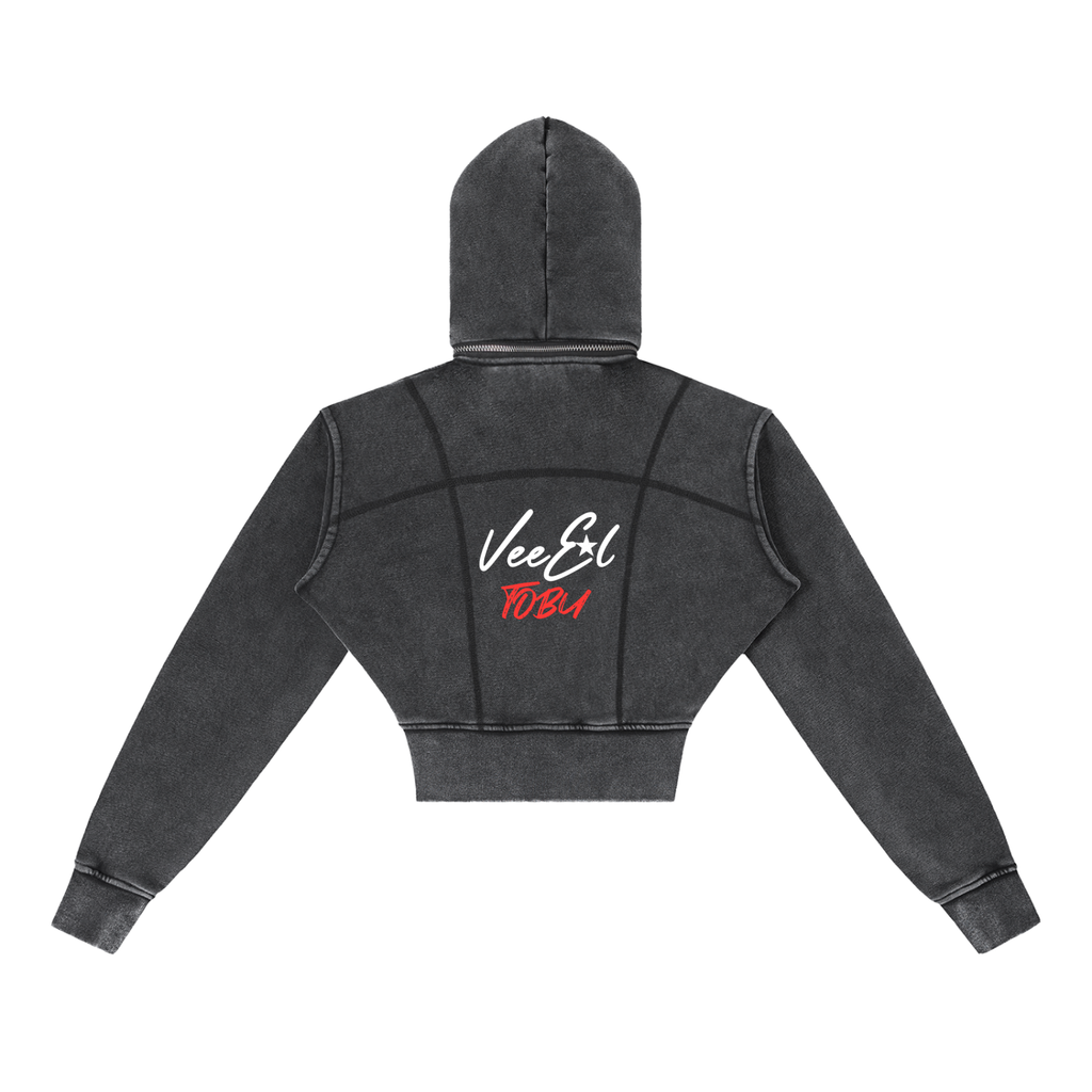 vl,tobu,cropped,fleece,stitch,hoodie,steller's,red,vintage,wash