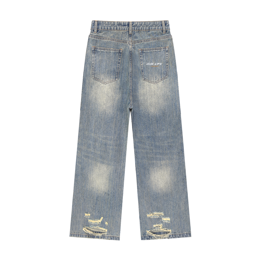 vive lyfe,denim,jeans,vintage,wash,distressed,splat,fight,flight,vive