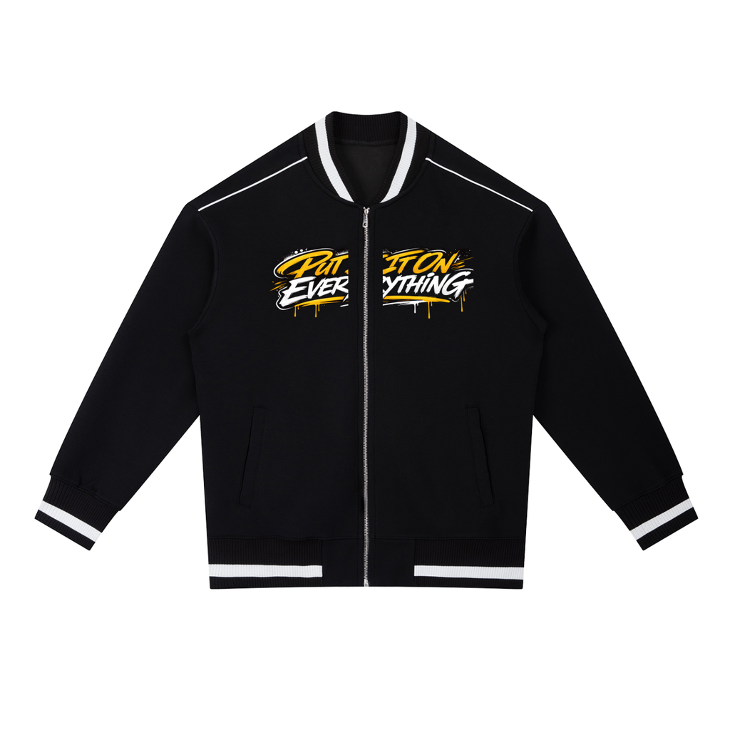 vive lyfe,fso,f$o,black,yellow,contrast ,zip,bomber,jacket,fly