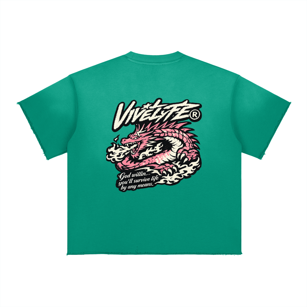 Vive Lyfe,Legacy,heritage,gods will,sun fade,raw edged,t-shirt,unisex,oversize,dragon