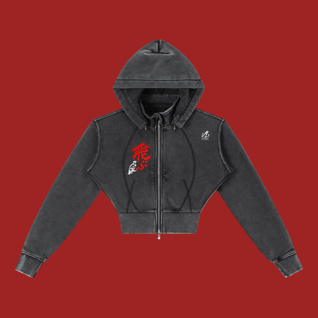 vl,tobu,cropped,fleece,stitch,hoodie,steller's,red,vintage,wash