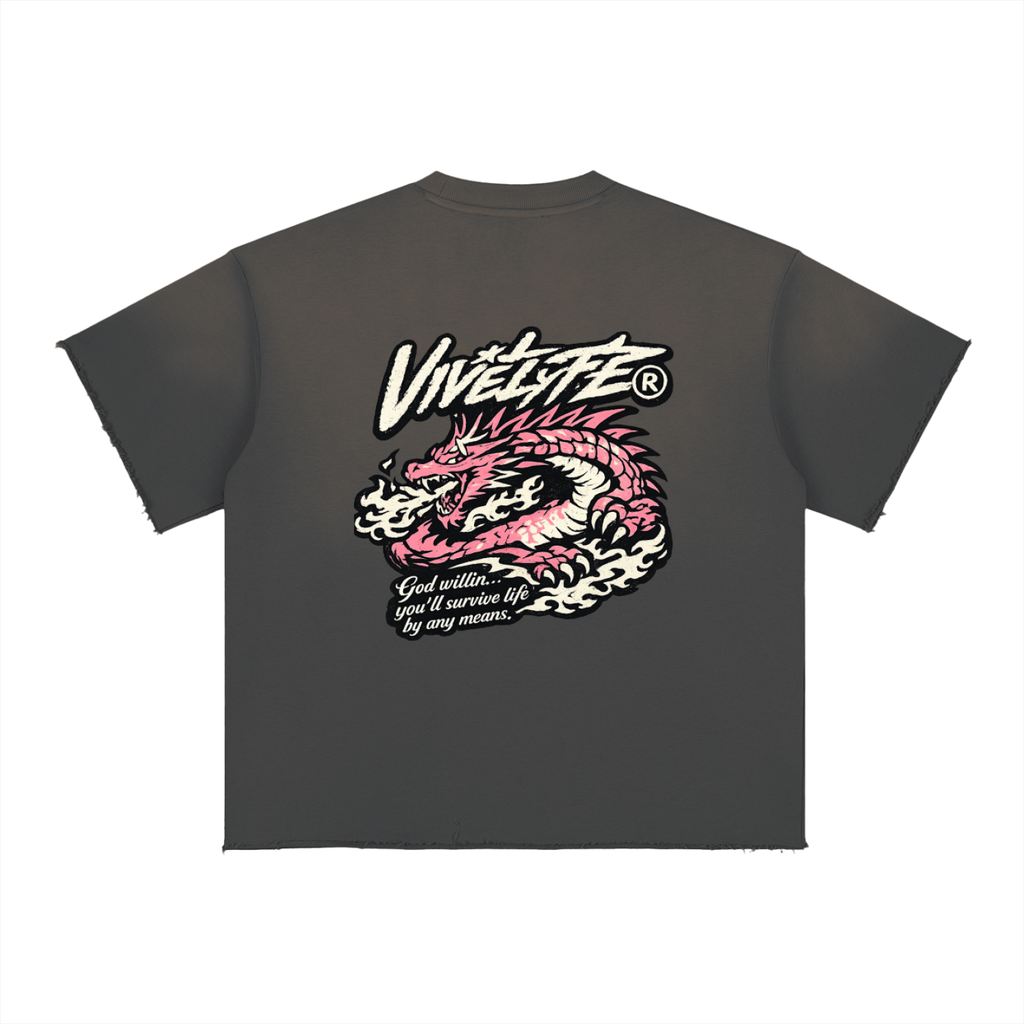 Vive Lyfe,Legacy,heritage,gods will,sun fade,raw edged,t-shirt,unisex,oversize,dragon