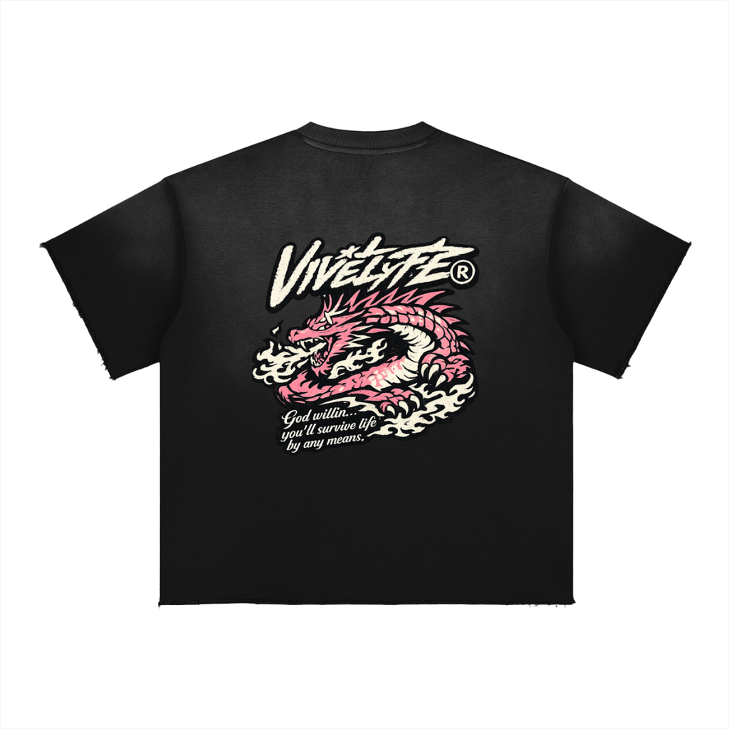 Vive Lyfe,Legacy,heritage,gods will,sun fade,raw edged,t-shirt,unisex,oversize,dragon