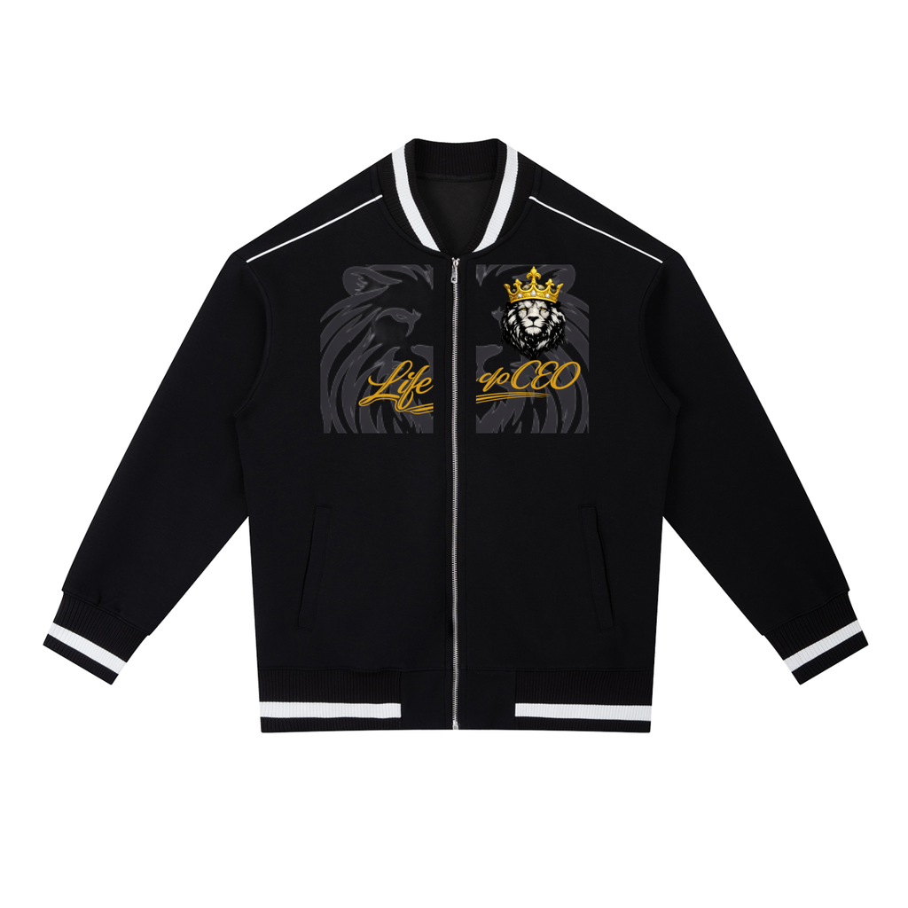 life,CEO,lion,mountain,contrast ,bomber,jacket ,unisex,piping,gold