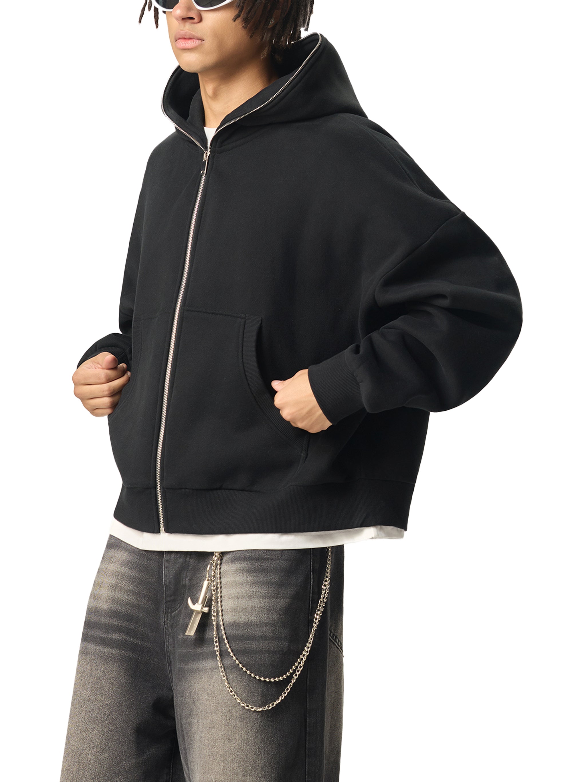 fgv,dead,space,fleece,full zip,boxy,hoodie,men,astronaut,stars 