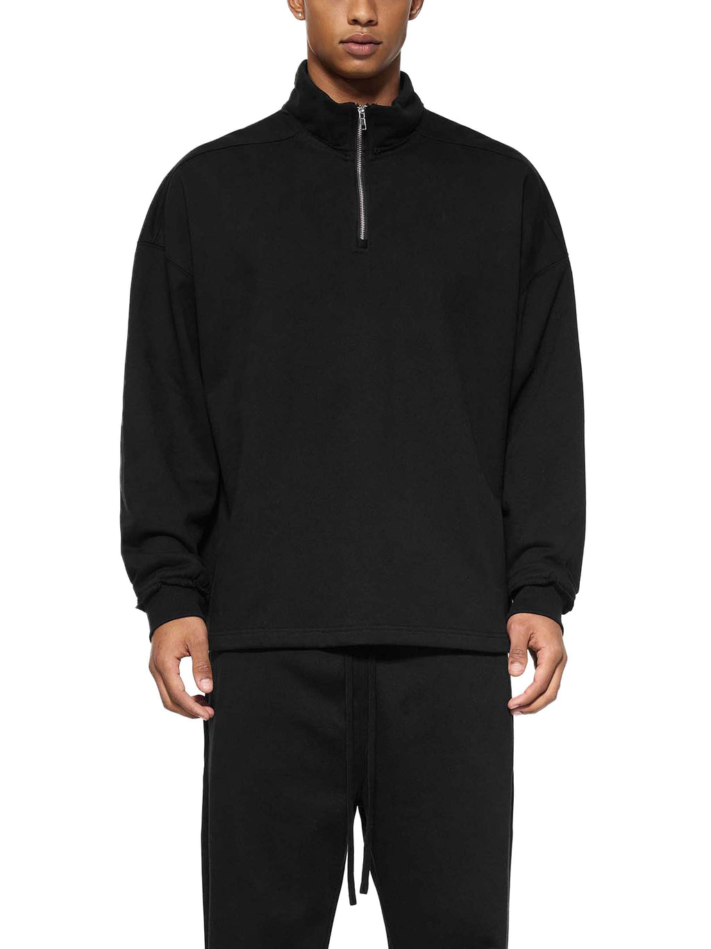 vl,tobu,red,banned,half zip,fleece,sweatshirt,fly,rolled edge,unisex