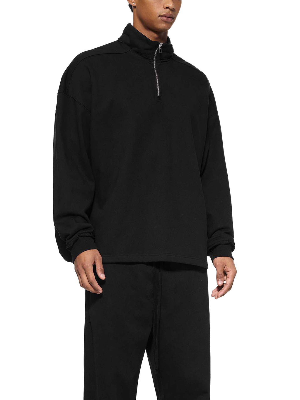 vl,tobu,red,banned,half zip,fleece,sweatshirt,fly,rolled edge,unisex