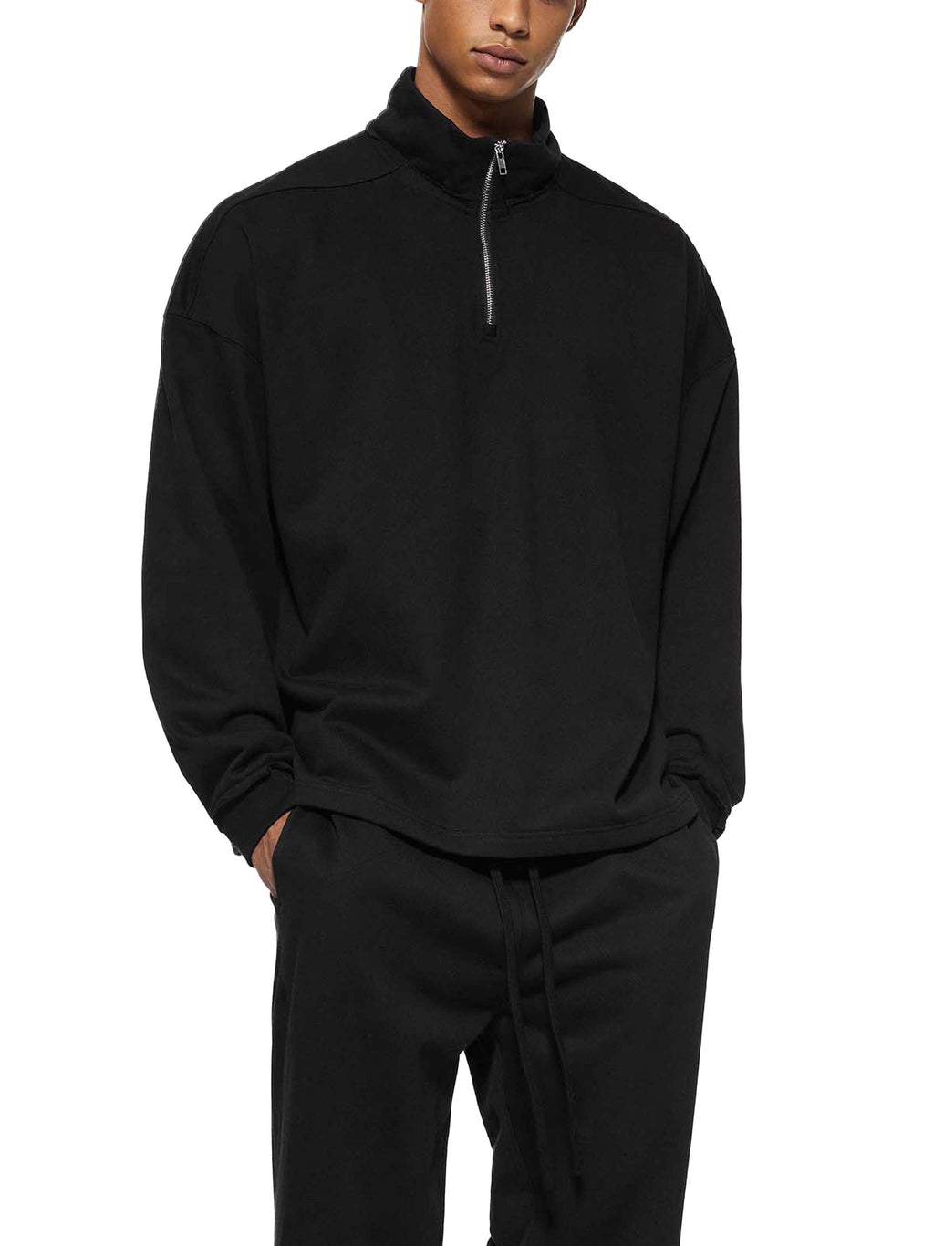 vl,tobu,red,banned,half zip,fleece,sweatshirt,fly,rolled edge,unisex