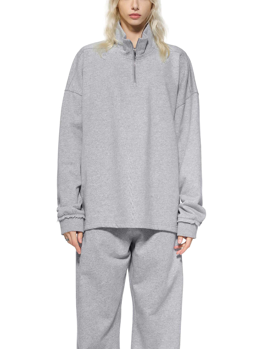 vl,tobu,red,banned,half zip,fleece,sweatshirt,fly,rolled edge,unisex