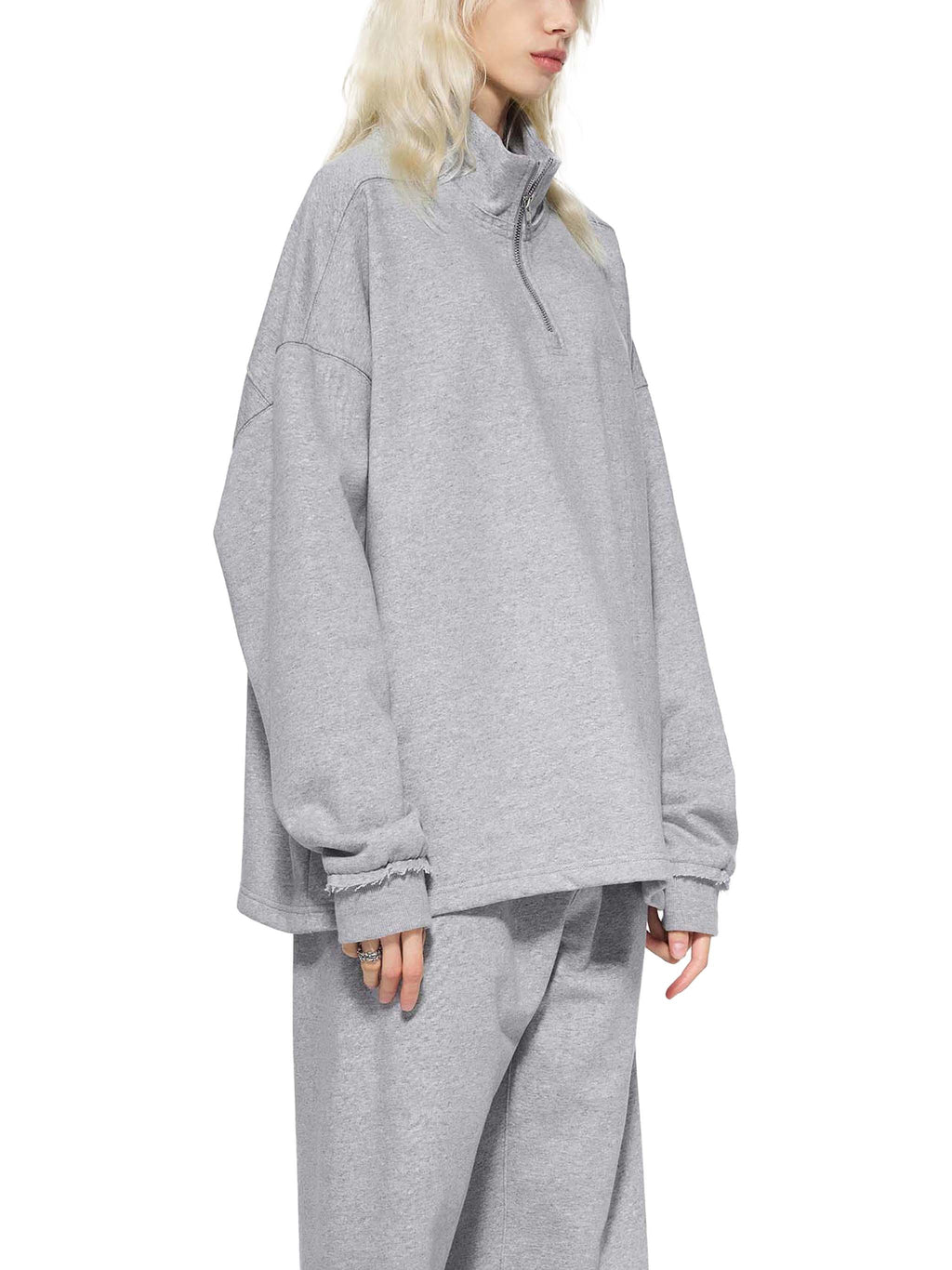 vl,tobu,red,banned,half zip,fleece,sweatshirt,fly,rolled edge,unisex
