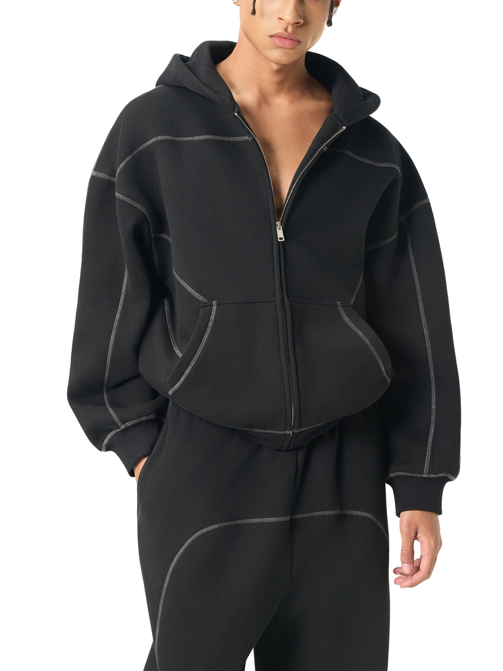 vl,tobu,posture,hoodie,fleece,stitched,boxy,zip,contrast,fly
