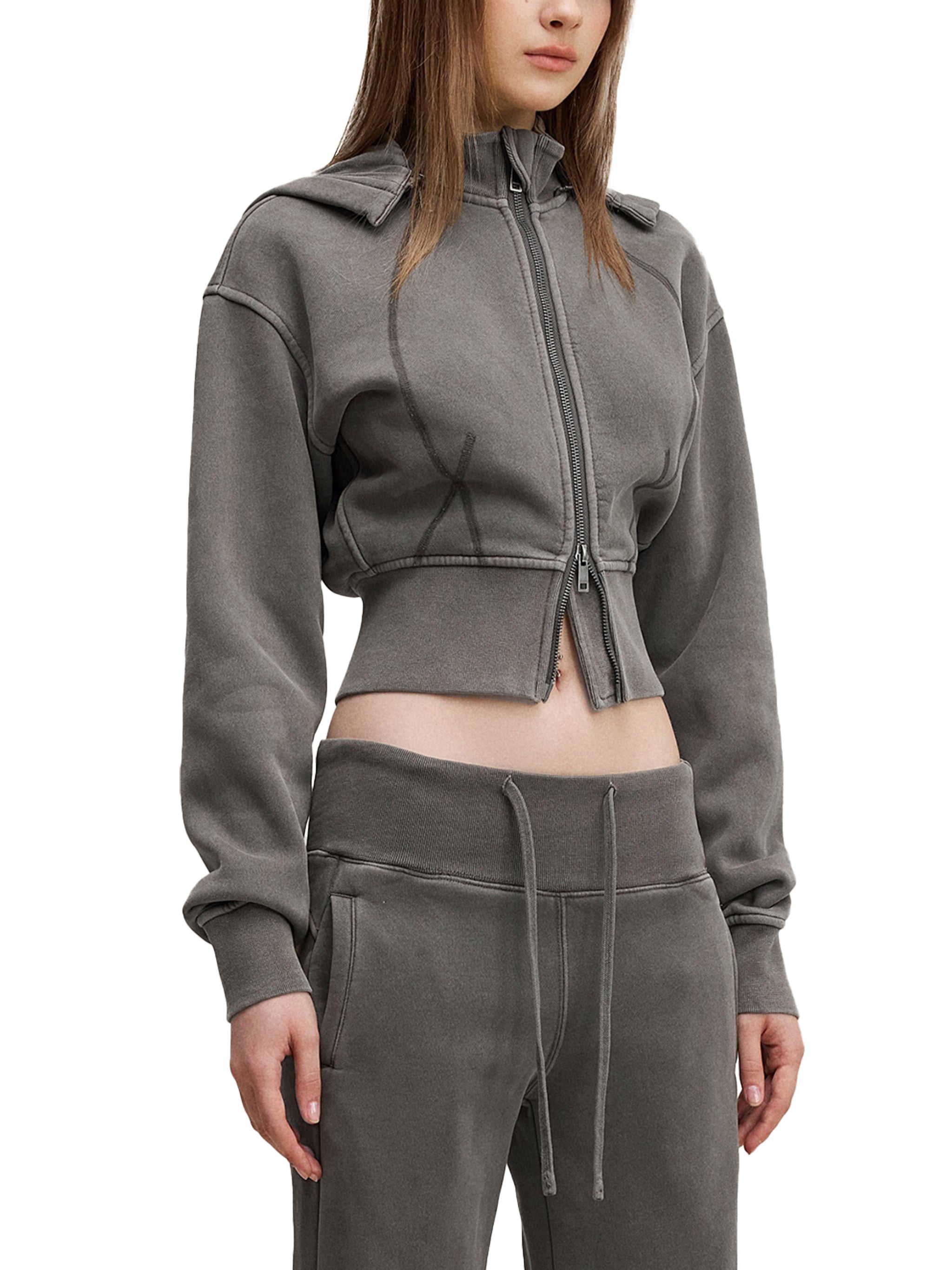 vl,tobu,cropped,fleece,stitch,hoodie,steller's,red,vintage,wash
